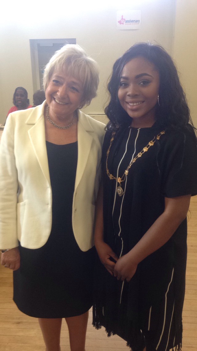 Angelica with the Mayor of Barking and Dagenham, Young Volunteer of the Year 2015