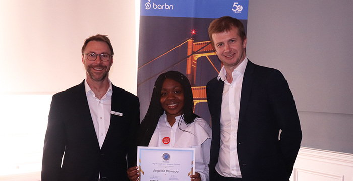 Angelica winning the BARBRI x Legal Cheek Vlogging Competition, 2019
